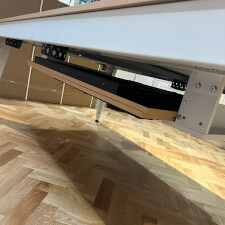 The Dining Table Conversion Storage Shelf of the Pureline Blade Slate Bed Table