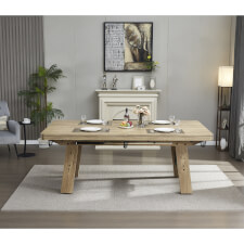 The Rustic Chic in Oak set for dining.