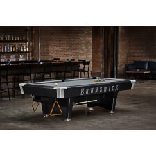 The Brunswick Black Wolf Pro Slate Bed Pool Table, with Gully Return.