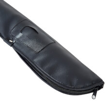 The Pureline secure soft case for three quarter joint cue closed.