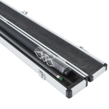 Pureline Protect Alluminium Hard Case for 2 piece central joint cues open.