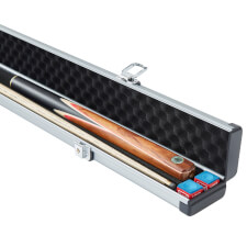 The Pureline Shield case for 3/4 joint cues open.