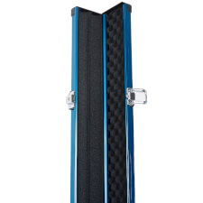 The Pureline Shield case for 3/4 joint cues in blue open.