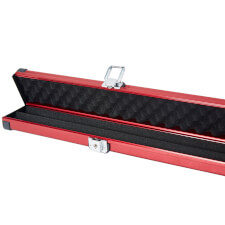 The Pureline Shield case for 3/4 joint cues in red open.