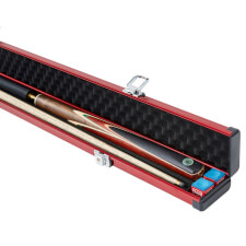 The Pureline Shield case for 3/4 joint cues in red open.