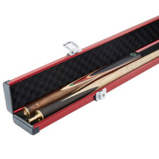 The Pureline Shield case for 3/4 joint cues in red open.