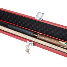 The Pureline Shield case for 3/4 joint cues in red open.