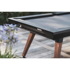 The Cornilleau Origin Outdoor Pool Table Black corner.
