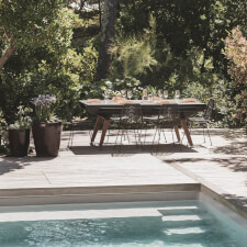 The Cornilleau Origin Outdoor Pool Table Black converted into DIning Table.