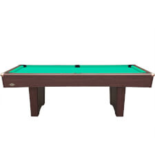 The Buffalo Eliminator III Pool Table in dark walnut and green cloth.