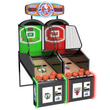 Two Sega NBA Game Time Basketball arcade machines.