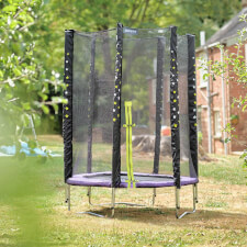 Plum Junior Stardust Springsafe trampoline with enclosure.
