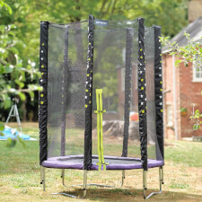 Plum Junior Stardust Springsafe trampoline with enclosure.