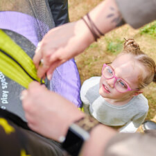 Plum Junior Stardust Springsafe trampoline with enclosure lock.