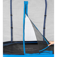 The Plum 7ft Junior Springsafe Jumper trampoline with enclosure zipper.