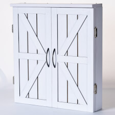 Strikeworth Premium Bristle Dartboard White Cabinet.