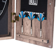 Strikeworth Premium Bristle Dartboard and LED iluminated cabinet darts.