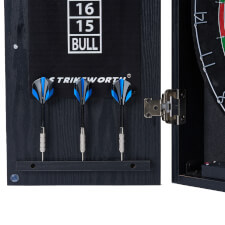 Strikeworth Premium Bristle Dartboard and LED iluminated cabinet darts.