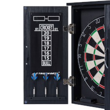 Strikeworth Premium Bristle Dartboard and LED iluminated cabinet darts.