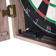 Battery pack inside the dartboard cabinet door.
