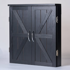 The Premium dartboard in Black cabinet.