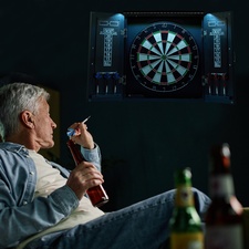 The Strikeworth Premium Darts Set with Intergrated Light & Black Cabinet Finish.