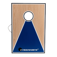 The Strikeworth Cornhole in blue.