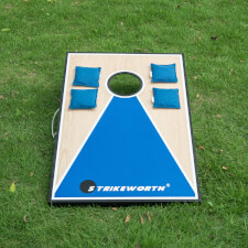 The blue Strikeworth Cornhole.