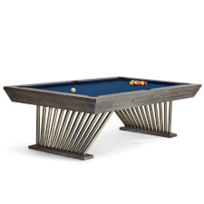 The Brunswick Brescia slate bed pool table with Regatta blue cloth colour.