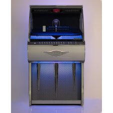 The Sound Leisure Streamliner Rocket CD jukebox with blue LED ligting.