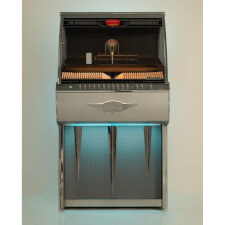 The Sound Leisure Streamliner Rocket CD jukebox with light blue LED ligting.