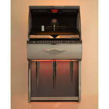 The Sound Leisure Streamliner Rocket CD jukebox with red LED ligting.