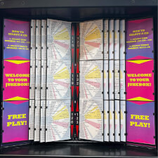 The Remix-50 CD wall-mounted jukebox music labels.