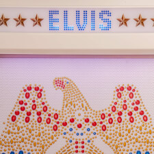 Sound Leisure Elvis Presley Vinyl Aloha cabinet details.