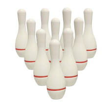 The Sun-Glo Shuffleboard Bowling pins.