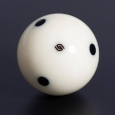 The Aramith Tournament BLACK 2 1/4'' 6 Black Dots in a Blister pool ball.