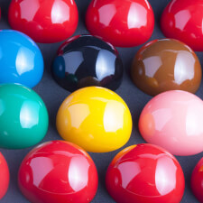 The Aramith STC Pro Cup 1G Snooker Balls close up.