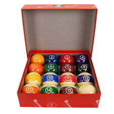 The Aramith Continental 2''¼ (57.2mm) pool ball set.