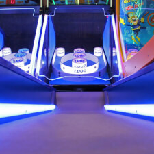 The Ice Ball FX Arcade Alley Bowler close up.