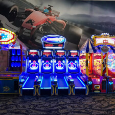 The Ice Ball FX Arcade Alley Bowler installed in a games room.