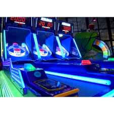 The Ice Ball FX Arcade Alley Bowler installed in a games room.