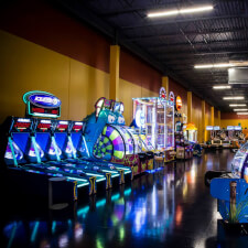 The Ice Ball FX Arcade Alley Bowler installed in a games room.