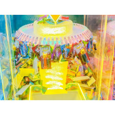 The Win Fall Revolution Single Player Arcade Machine in yellow close-up.