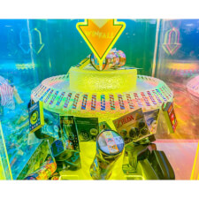 The Win Fall Revolution Single Player Arcade Machine in yellow close-up.