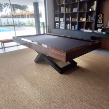 The Bis Slate Bed Pool Table in Ironwood finish.
