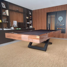 The Bis Slate Bed Pool Table in Ironwood finish.