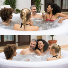 People enjoying the Lay-Z-Spa Cancun AirJet