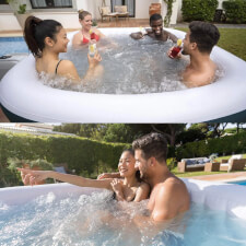 People enjoying the Lay-Z-Spa Ibiza Hot Tub.
