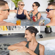 Friends enjoying Lay-Z-Spa Tuscany Airjet Hot Tub.