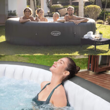 People enjoying Lay-Z-Spa Mauritius AirJet Hot Tub.